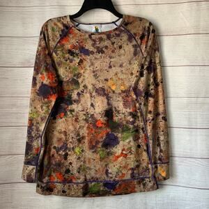 Burton Dryride Base Layer Tan Colorful Splotchy Long Sleeve Shirt Size Large